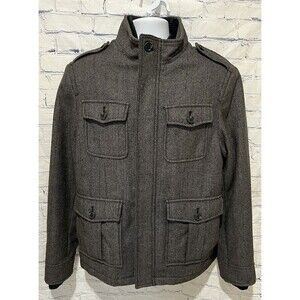 Merona Mens M Zip/button Up  Wool Jacket Pockets Quilted Lining